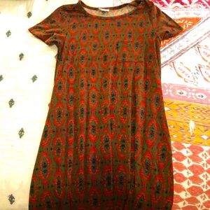 Lularoe army green and orange dress